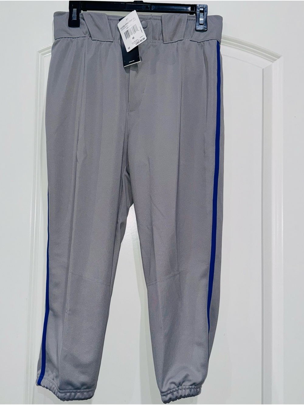 Adidas Youth Icon Pro Piped Knicker Baseball Pants Size Med Gray Royal Blue New